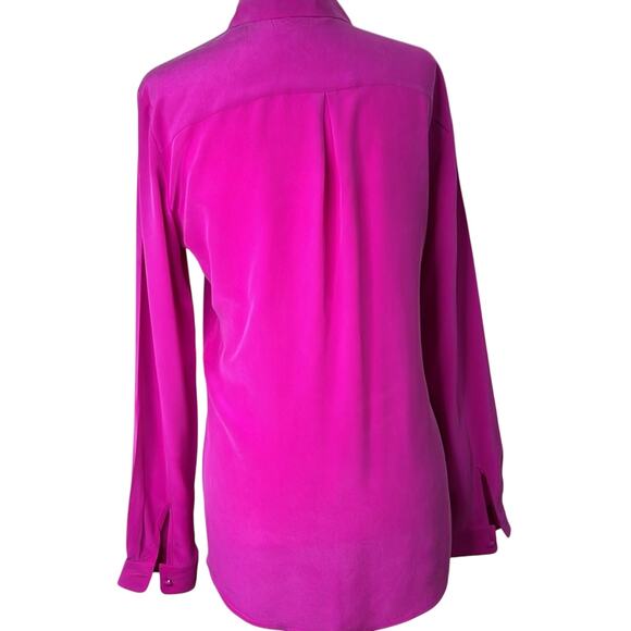 Sezane Women's gorgeous magenta Button-Up long sleeve silk Blouse size 32 - Picture 2 of 5